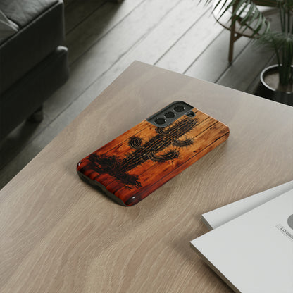 "Desert Vibes Cactus Burnt Wood Design" Phone Case -Tough Cases