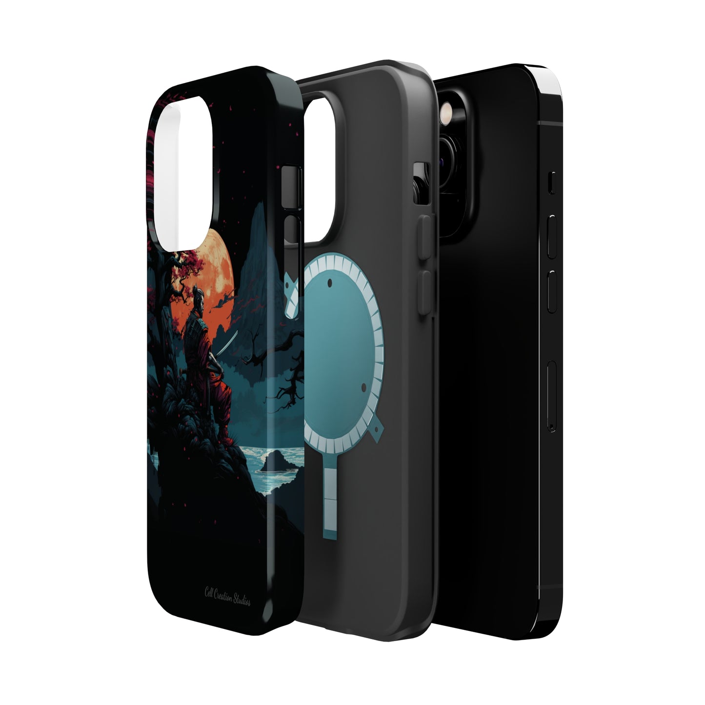 Introducing the "Moonlit Samurai Serenity" Cell Phone Case – Embrace Elegance and Strength -MagSafe Tough Cases