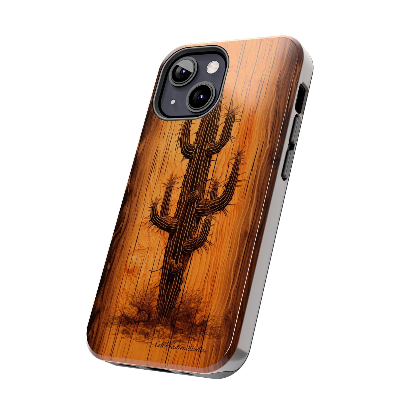 "Cactus Burnt Wood" Phone Case -Tough Phone Cases