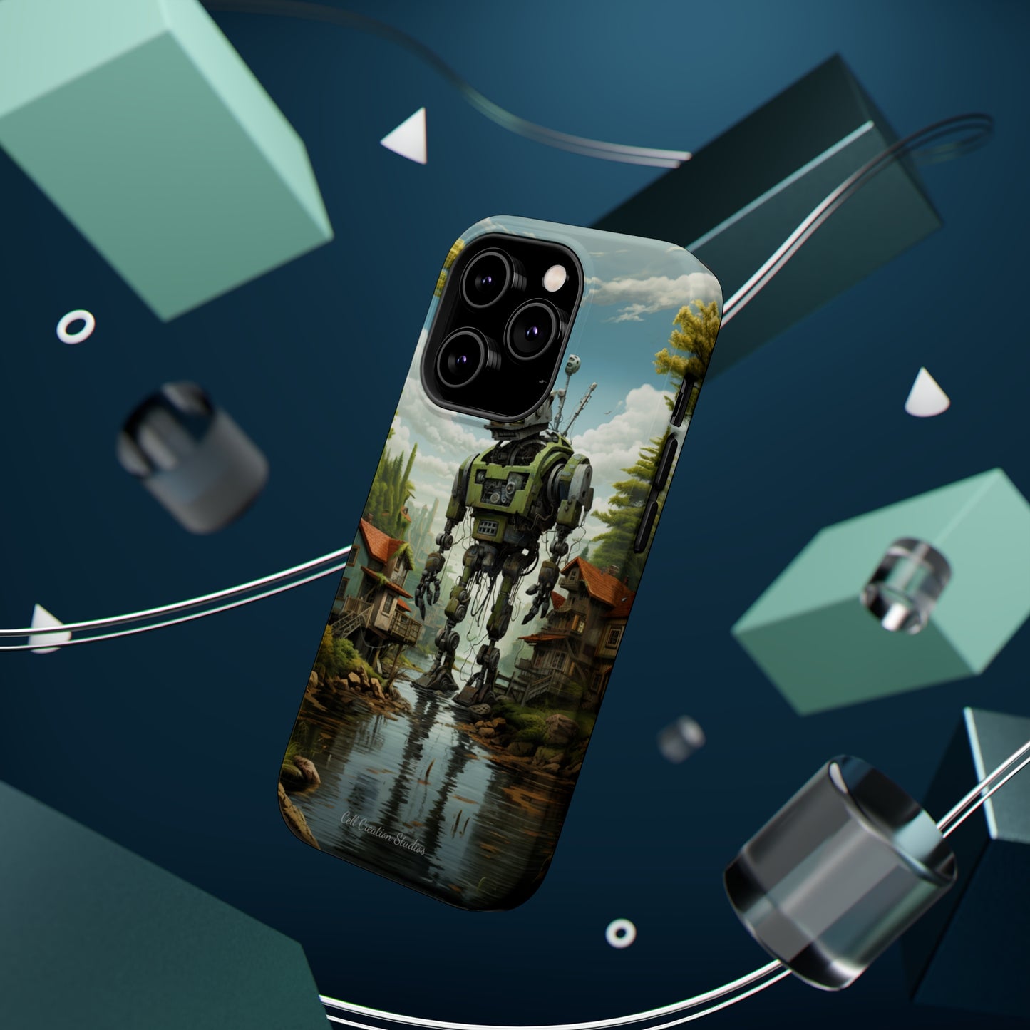 Introducing the "Robo-Rescue" Cell Phone Case – Witness a Heartwarming Scene of Robot Seeking Assistance -MagSafe Tough Cases