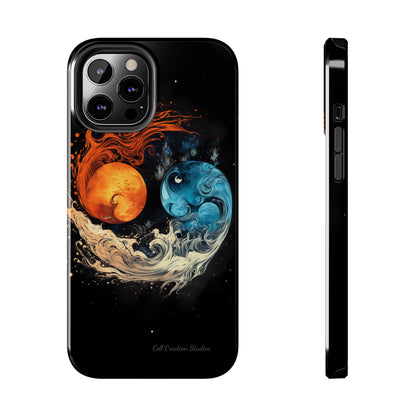 "Harmony in Contrast: Orange and Blue Yin and Yang Phone Case" -Tough Phone Cases