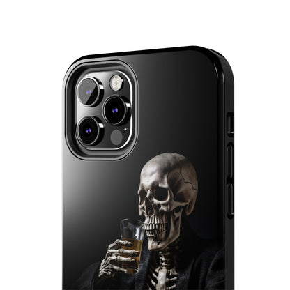 "Embrace the Dark Side with Our Skeleton Drinking Phone Case" -Tough Phone Cases