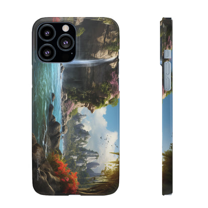 Introducing the "Nature's Cascade" Cell Phone Case – Capture Majestic Beauty with Rock Cliffs and Waterfall! -Snap Cases