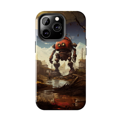 Introducing the "Urban Encounter" Cell Phone Case – Witness the Epic Convergence of Man and Giant Robot -Tough Phone Cases