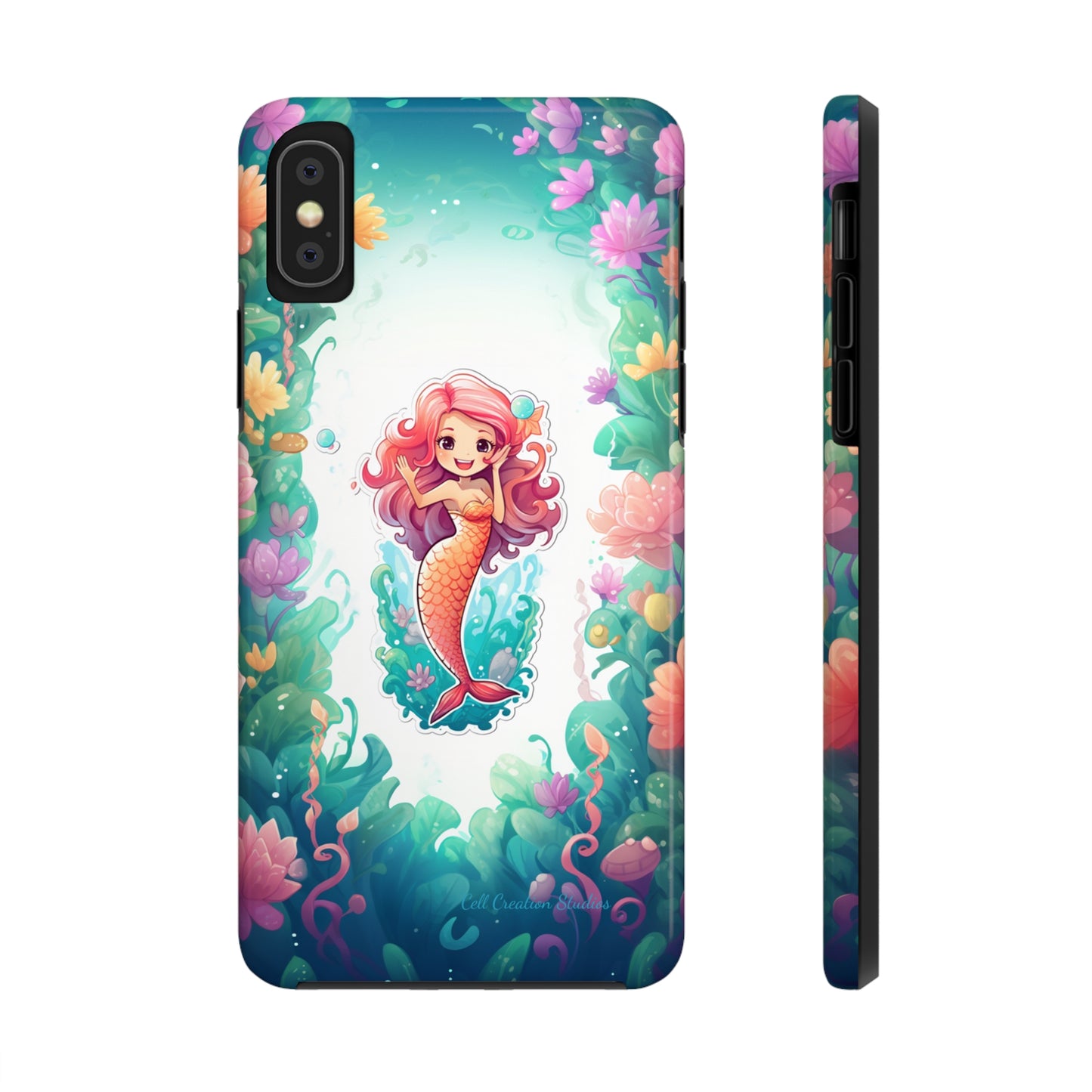 "Pink Seaflower Mermaid" -Tough iPhone Cases