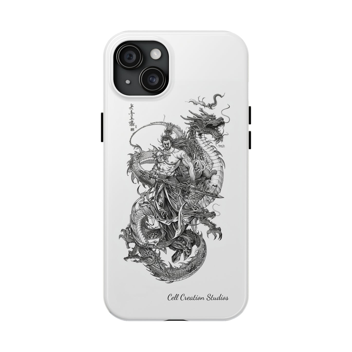 "Samurai and Dragon Sketch" -Tough iPhone Cases