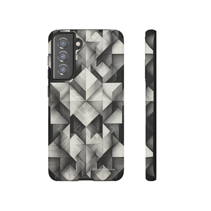 The "Black and White Geometric Pattern" Cell Phone Case- Elevate Your Phone's Style -Tough Cases