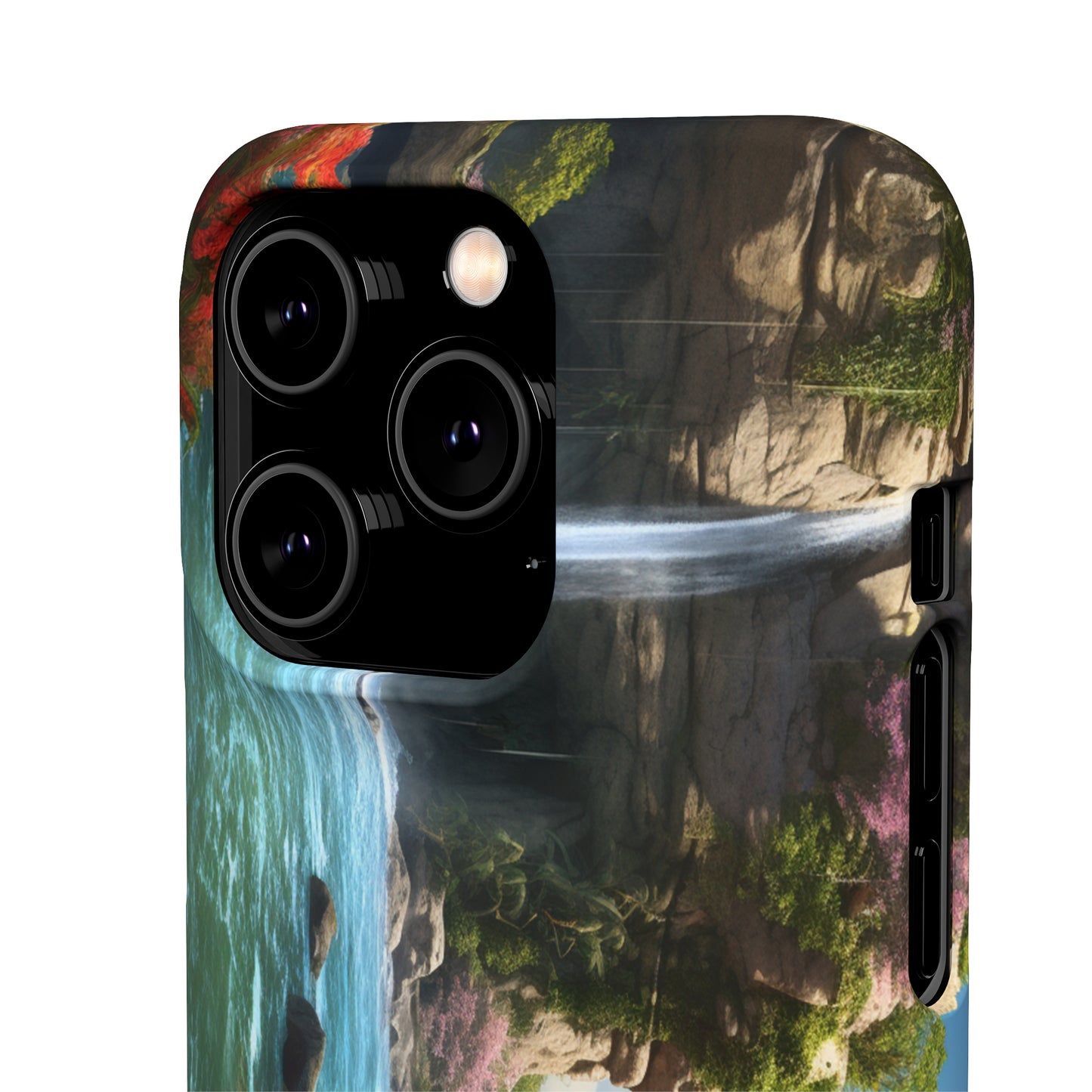 Introducing the "Nature's Cascade" Cell Phone Case – Capture Majestic Beauty with Rock Cliffs and Waterfall! -Snap Cases