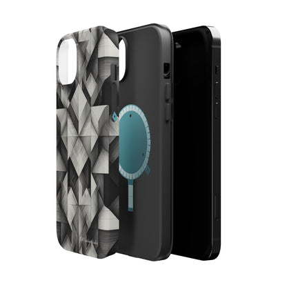 The "Black and White Geometric Pattern" Cell Phone Case- Elevate Your Phone's Style -MagSafe Tough Cases