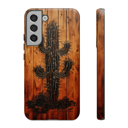 "Desert Vibes Cactus Burnt Wood Design" Phone Case -Tough Cases