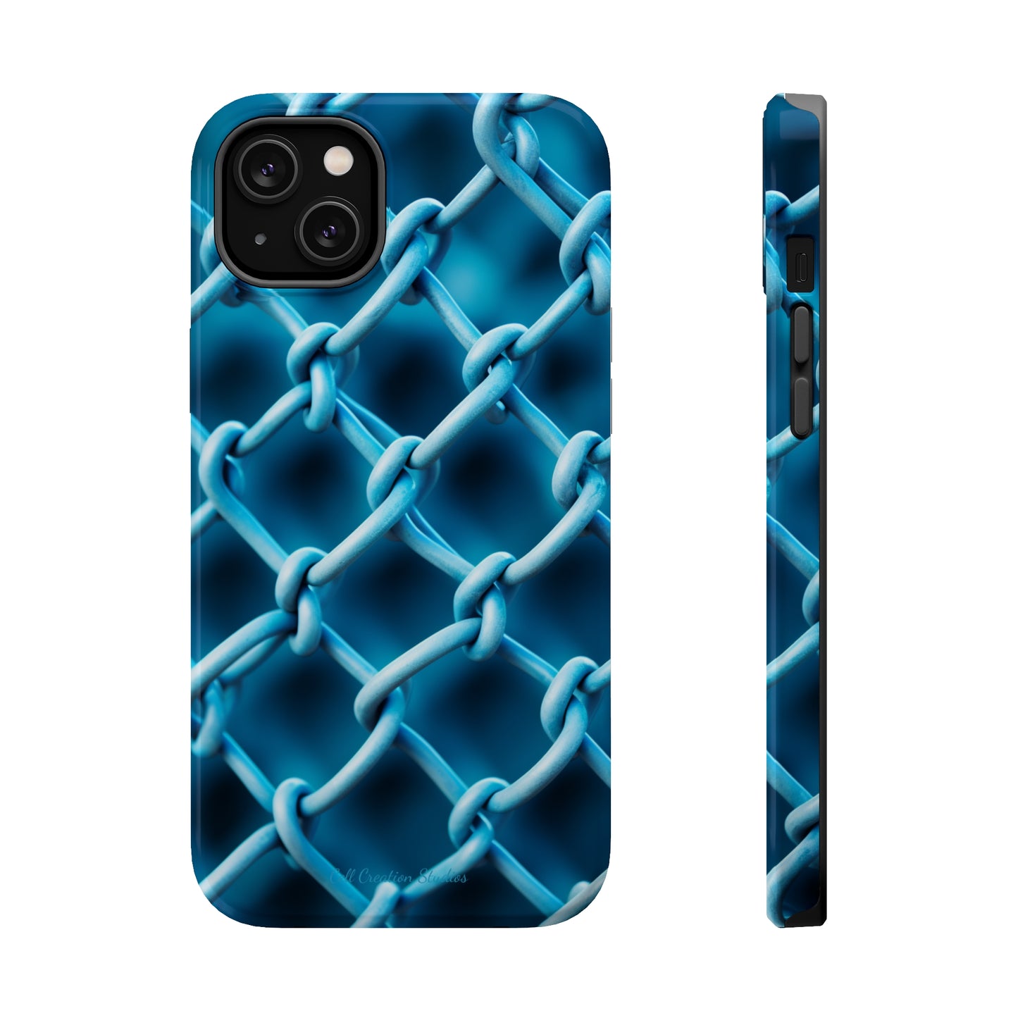 Introducing the "Elegant Chainlink" Cell Phone Case – Embrace Contemporary Style with Blue Chain Link Design -MagSafe Tough Cases