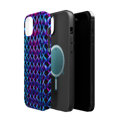 Introducing the "Neon Chainlink Glow" Cell Phone Case – Illuminate Your Style with Vibrant Chain Pattern Design -MagSafe Tough Cases