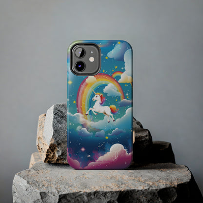 Introducing the "Rainbow Soar" Cell Phone Case – Embark on a Whimsical Journey with a Flying Unicorn -Tough Phone Cases