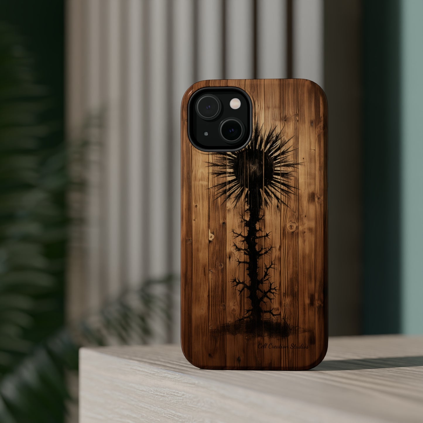 "Desert Plant on Wood Themed Phone Case: Embrace Nature's Beauty" -MagSafe Tough Cases