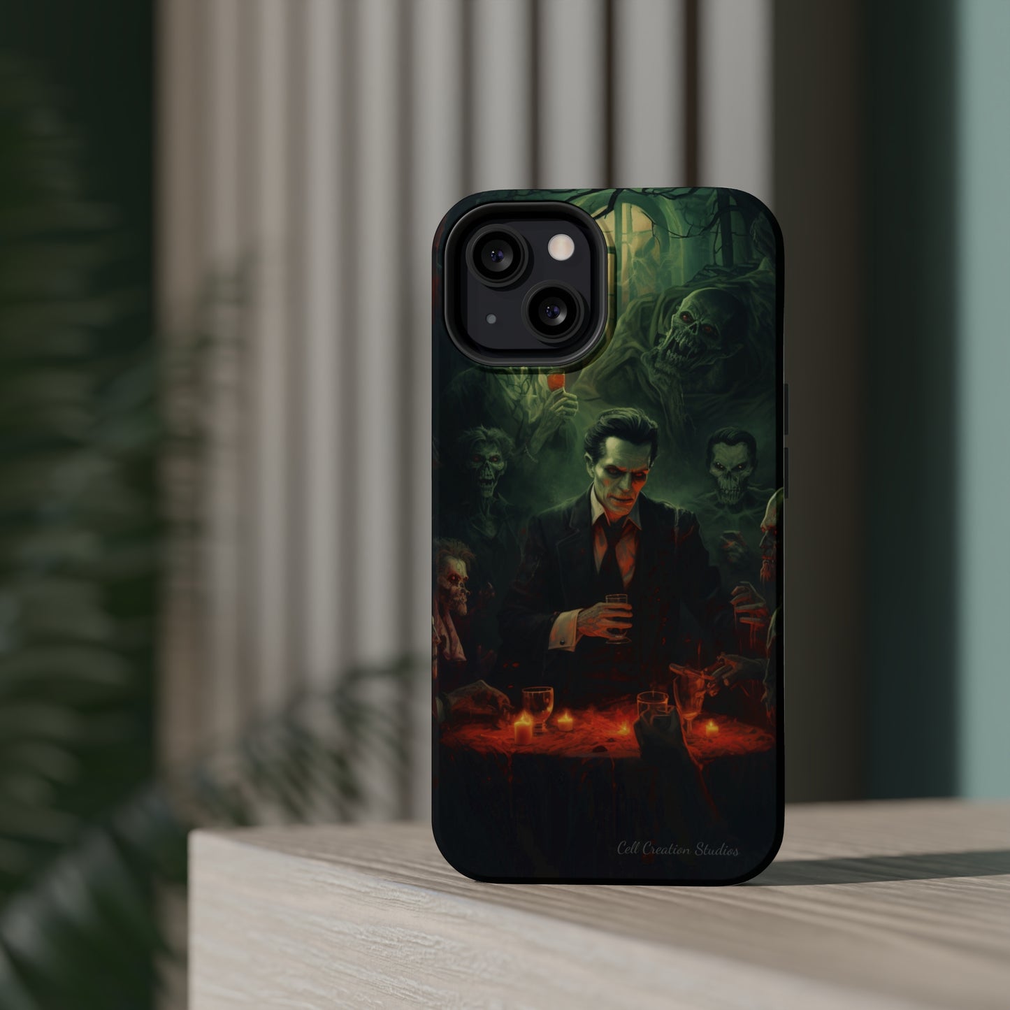 Introducing the "Dracula's Halloween Soiree" Cell Phone Case – Join the Spooky Gathering -MagSafe Tough Cases