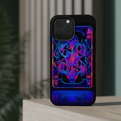 Introducing the "Neon Ace of Hearts" Cell Phone Case – Elevate Your Style with a Dazzling Card -MagSafe Tough Cases