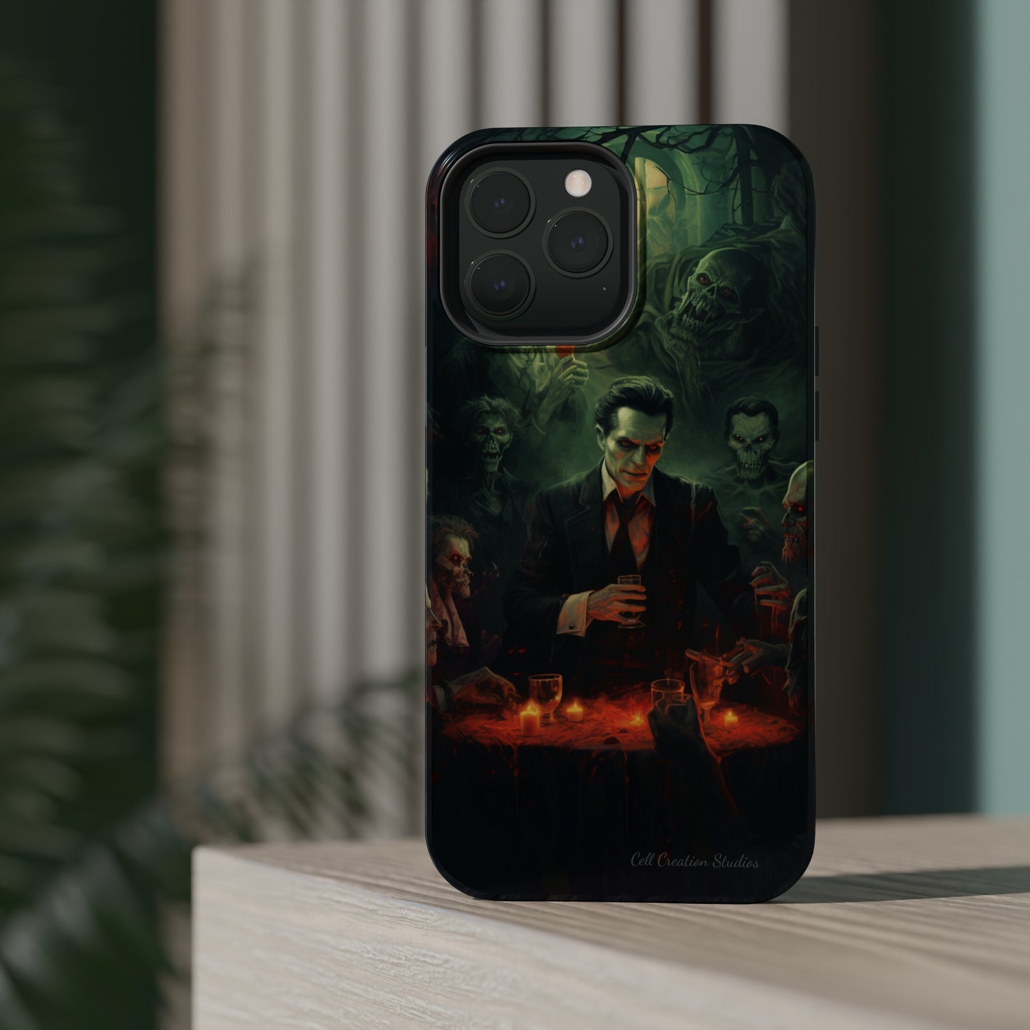 Introducing the "Dracula's Halloween Soiree" Cell Phone Case – Join the Spooky Gathering -MagSafe Tough Cases