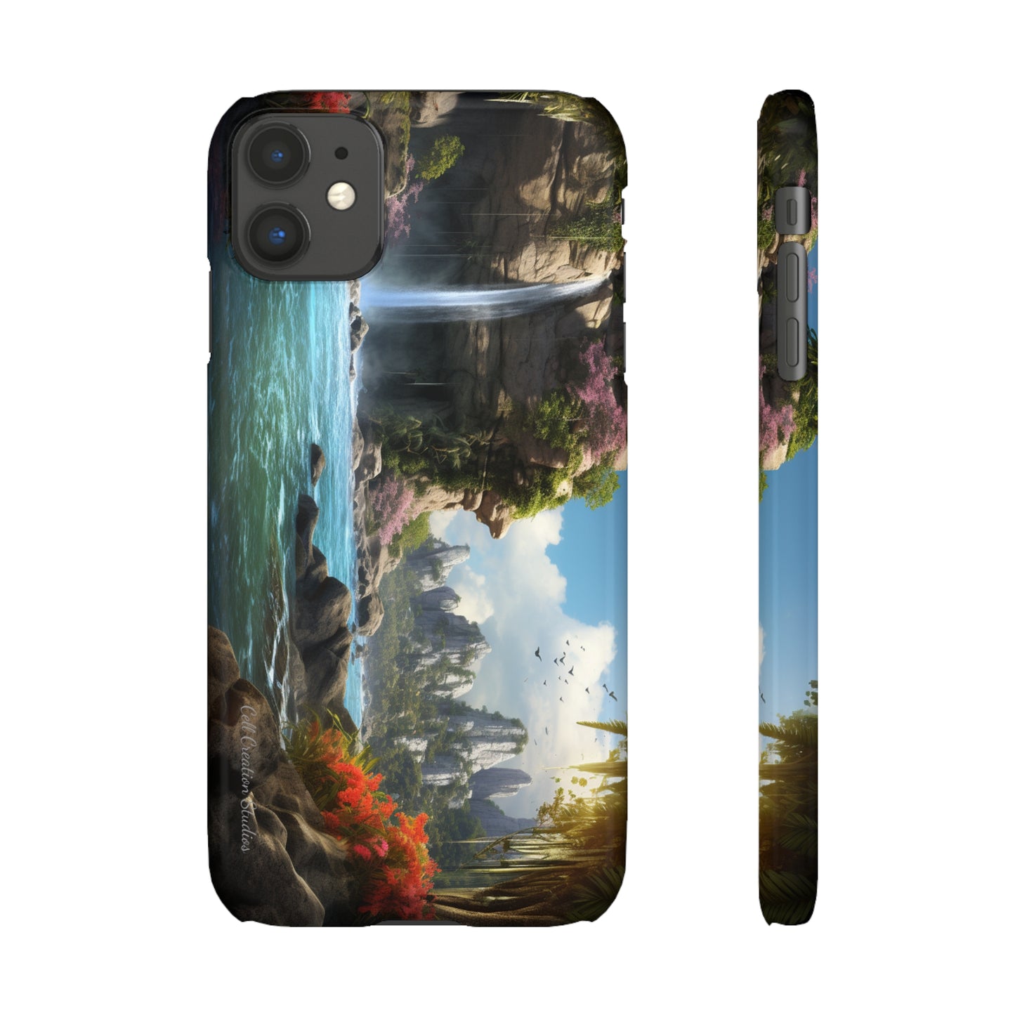 Introducing the "Nature's Cascade" Cell Phone Case – Capture Majestic Beauty with Rock Cliffs and Waterfall! -Snap Cases