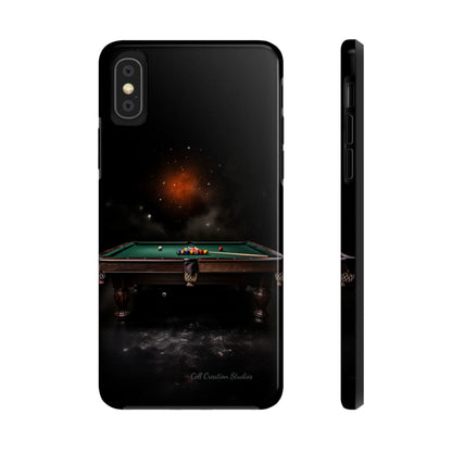 "Rack 'Em Up in Style: Pool Table-Themed Phone Case with Space Background" -Tough Phone Cases