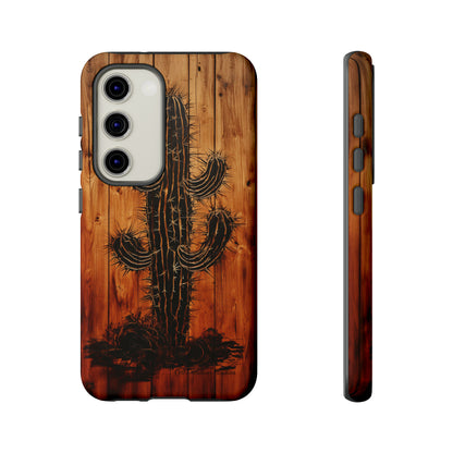 "Desert Vibes Cactus Burnt Wood Design" Phone Case -Tough Cases