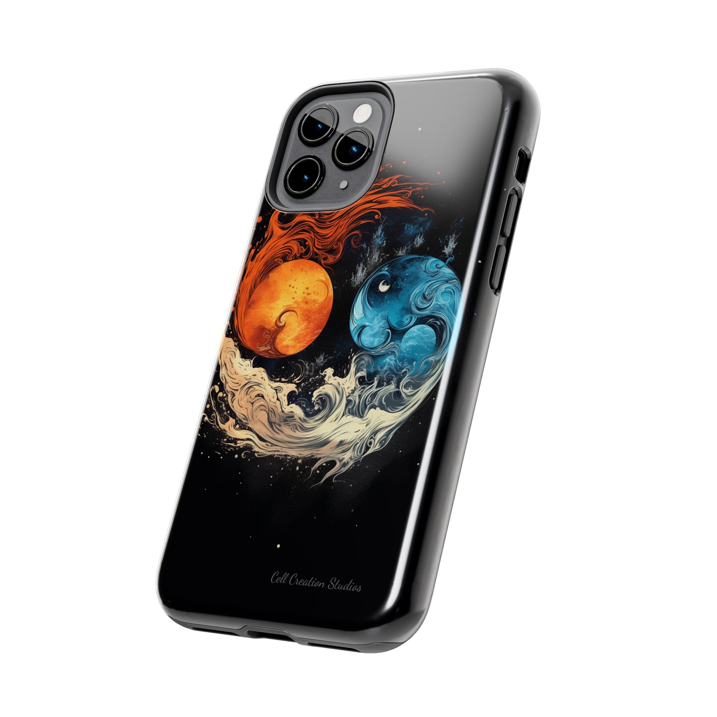 "Harmony in Contrast: Orange and Blue Yin and Yang Phone Case" -Tough Phone Cases