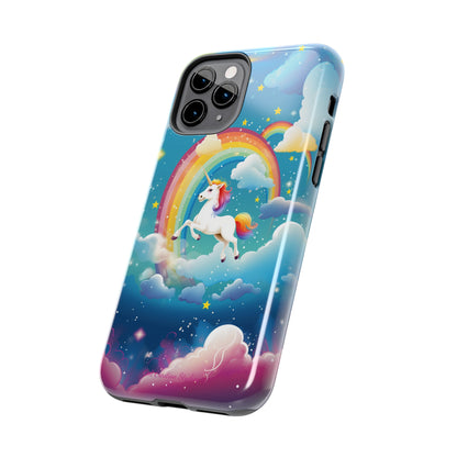 Introducing the "Rainbow Soar" Cell Phone Case – Embark on a Whimsical Journey with a Flying Unicorn -Tough Phone Cases