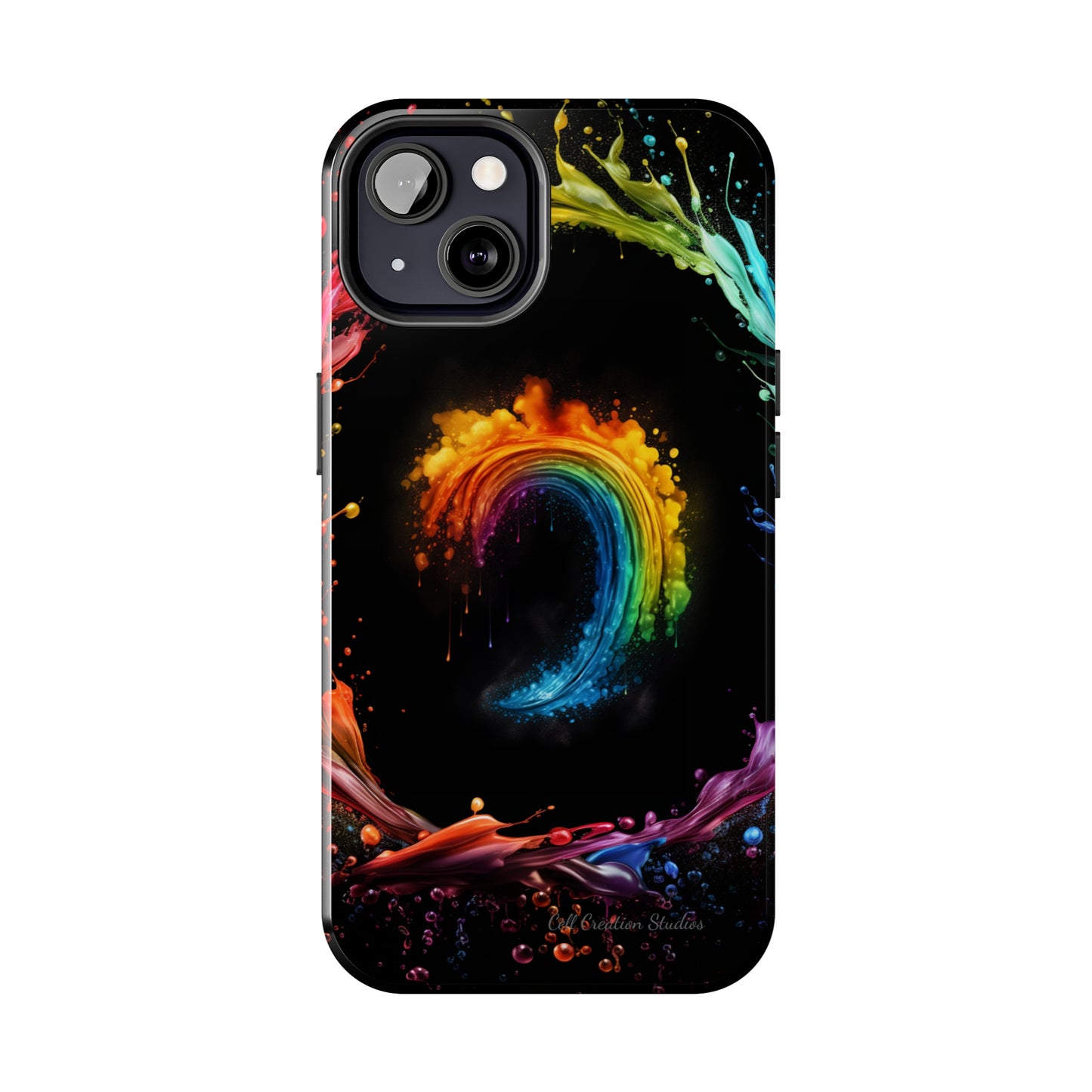 "Vibrant Swirls Painted on Black" Cell Phone Case -Tough Phone Cases