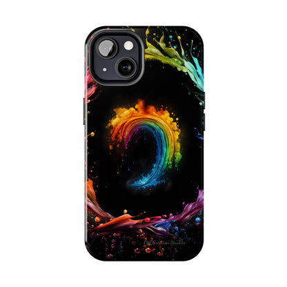 "Vibrant Swirls Painted on Black" Cell Phone Case -Tough Phone Cases