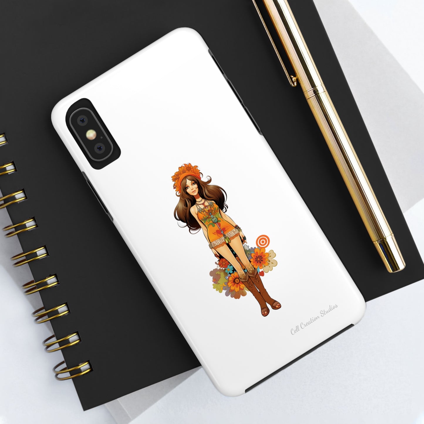 Introducing the "Groovy Hippie Chick" Cell Phone Case – Peace, Love, and Retro Style -Tough Phone Cases