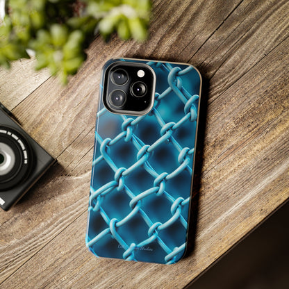 Introducing the "Elegant Chainlink" Cell Phone Case – Embrace Contemporary Style with Blue Chain Link Design -Tough Phone Cases