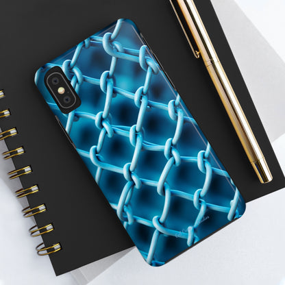 Introducing the "Elegant Chainlink" Cell Phone Case – Embrace Contemporary Style with Blue Chain Link Design -Tough Phone Cases