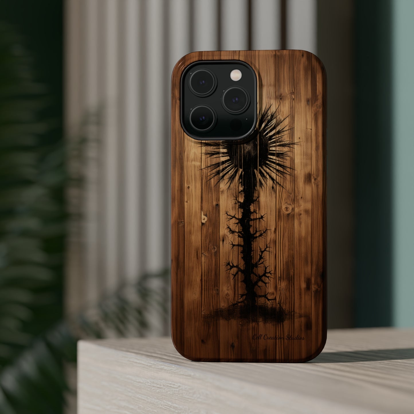 "Desert Plant on Wood Themed Phone Case: Embrace Nature's Beauty" -MagSafe Tough Cases