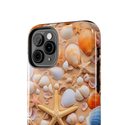 "Seaside Serenity Phone Case: Starfish and Seashells" -Tough Phone Cases