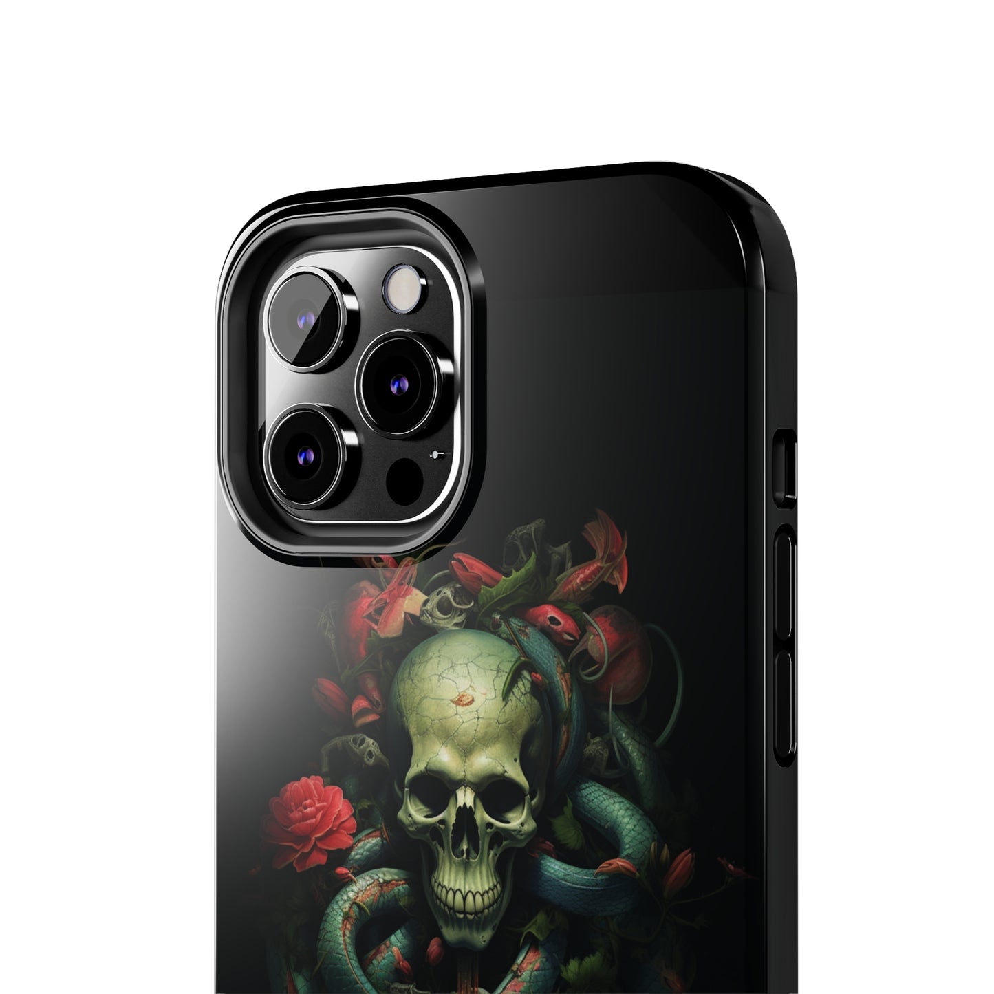 Introducing the "Serpentine Elegance" Cell Phone Case: Where Skulls and Snakes, Intertwine -Tough Phone Cases