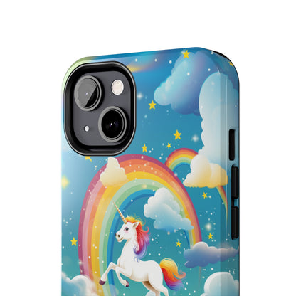 Introducing the "Rainbow Soar" Cell Phone Case – Embark on a Whimsical Journey with a Flying Unicorn -Tough Phone Cases