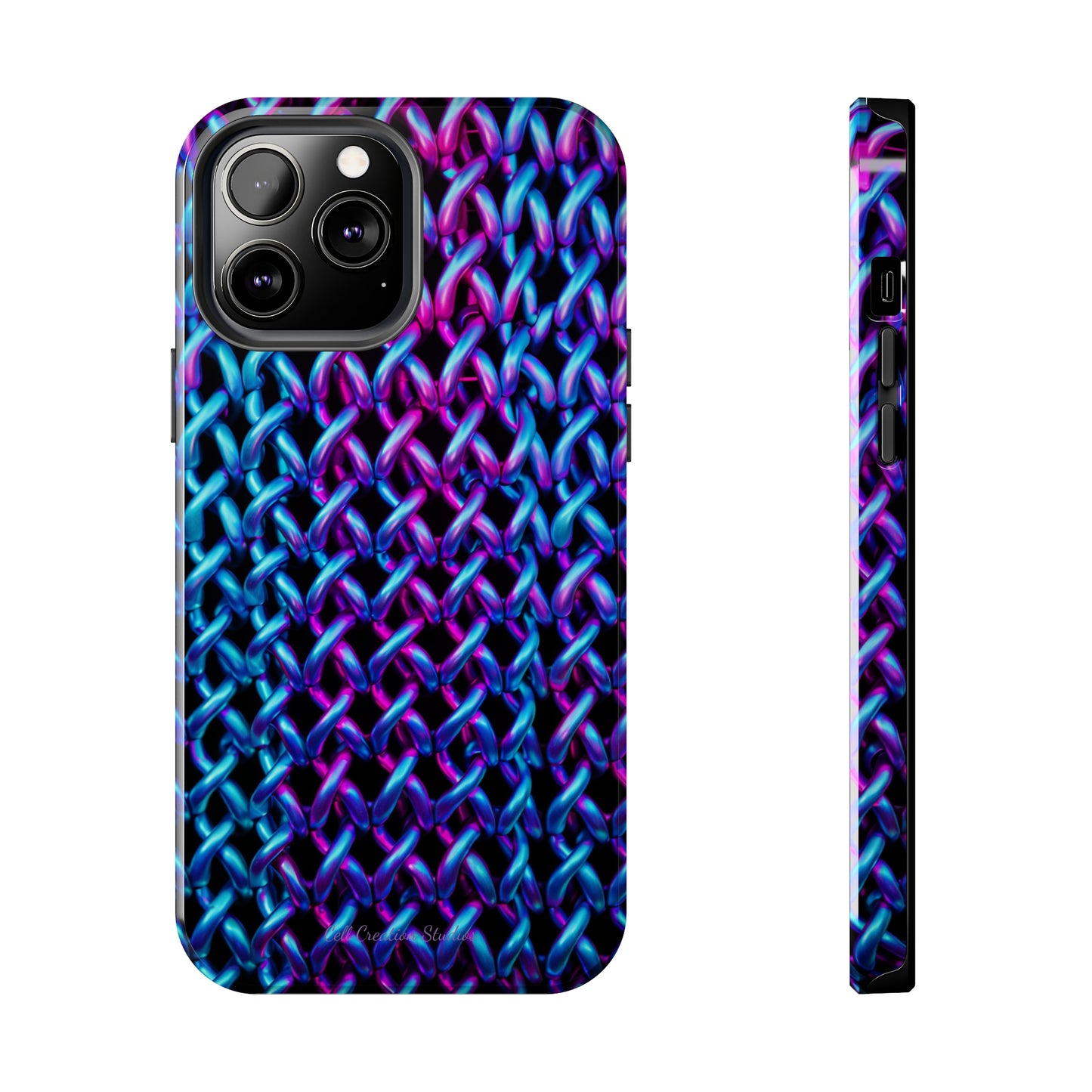 Introducing the "Neon Chainlink Glow" Cell Phone Case – Illuminate Your Style with Vibrant Chain Pattern Design -Tough Phone Cases