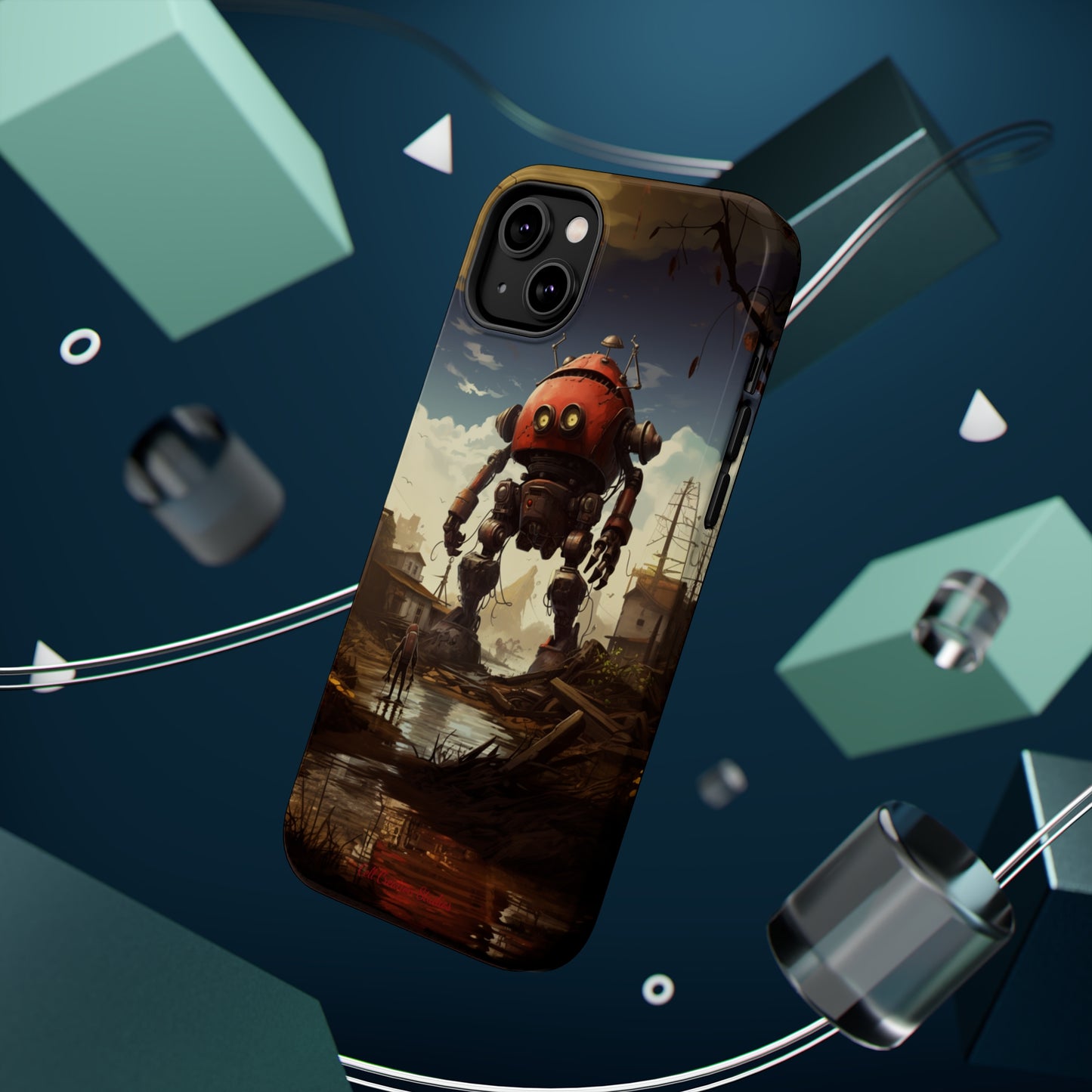 Introducing the "Urban Encounter" Cell Phone Case – Witness the Epic Convergence of Man and Giant Robot -MagSafe Tough Cases