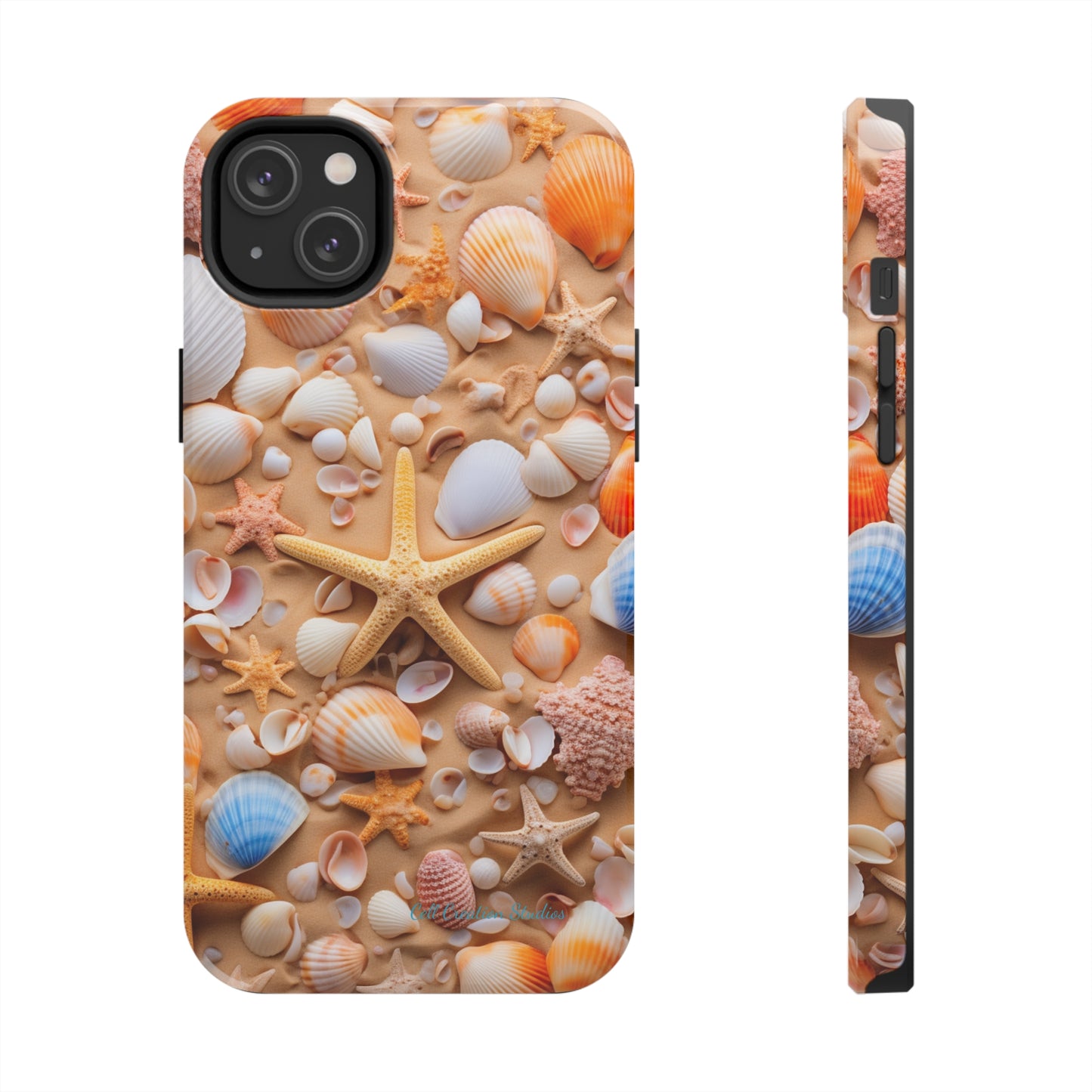 "Seaside Serenity Phone Case: Starfish and Seashells" -Tough Phone Cases