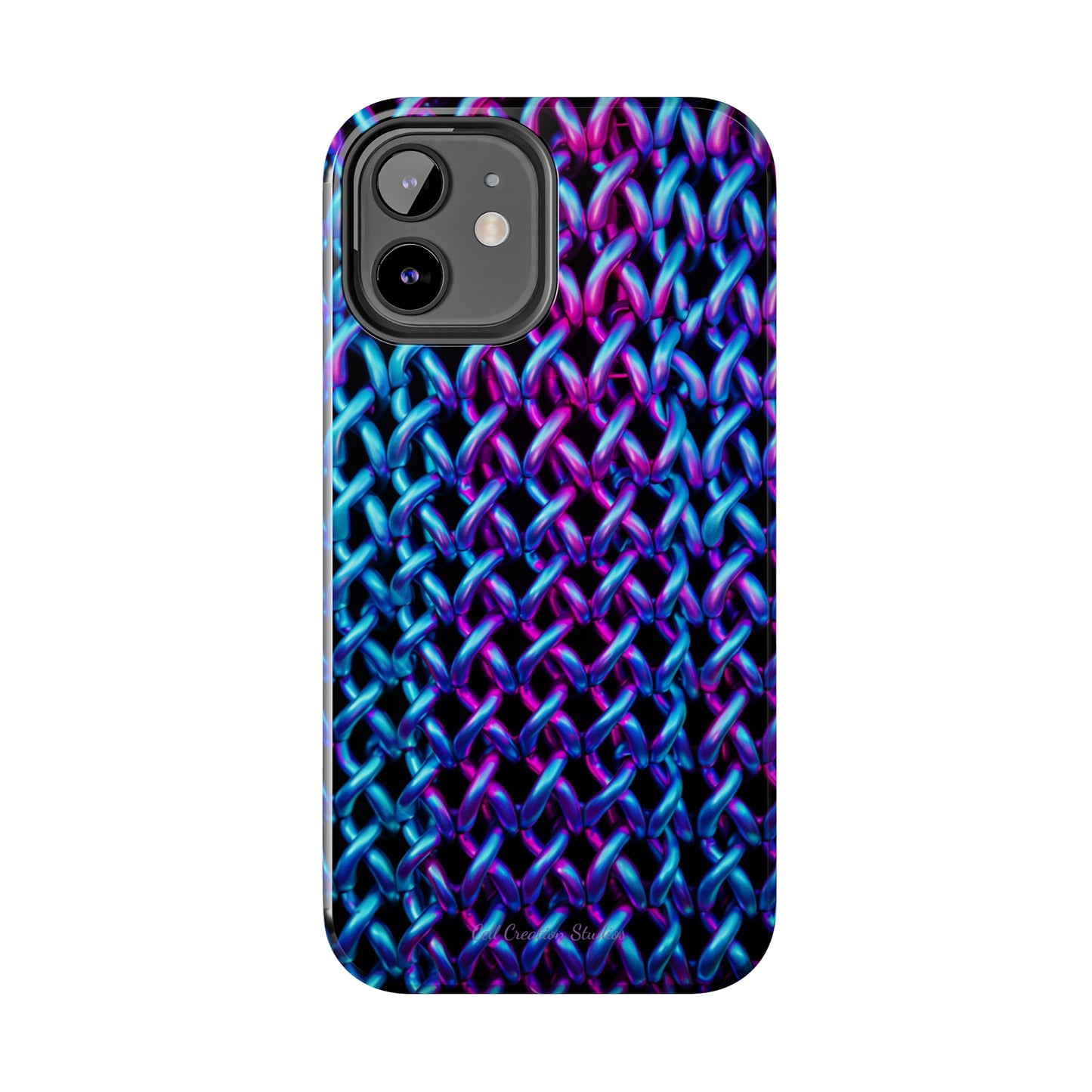 Introducing the "Neon Chainlink Glow" Cell Phone Case – Illuminate Your Style with Vibrant Chain Pattern Design -Tough Phone Cases