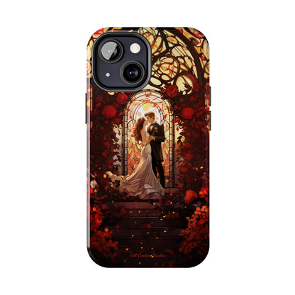 Introducing the "Stained Glass Love" Cell Phone Case – Capture the Romance of a Couple in Front of a Stained Glass Window -Tough Phone Cases