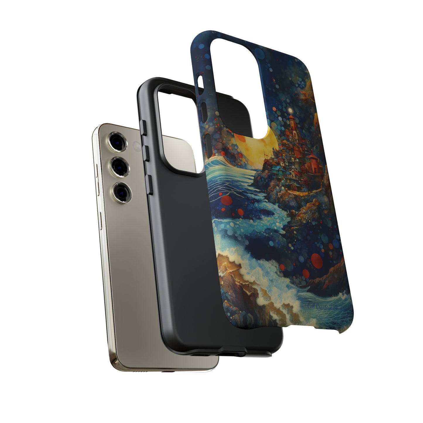 "Moonlit Coastal Vista" -Tough Samsung Phone Cases