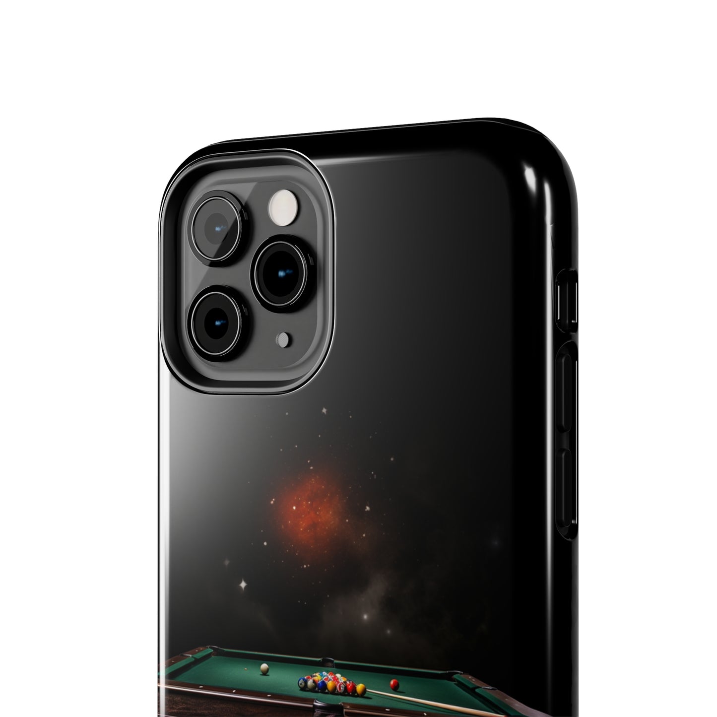 "Rack 'Em Up in Style: Pool Table-Themed Phone Case with Space Background" -Tough Phone Cases