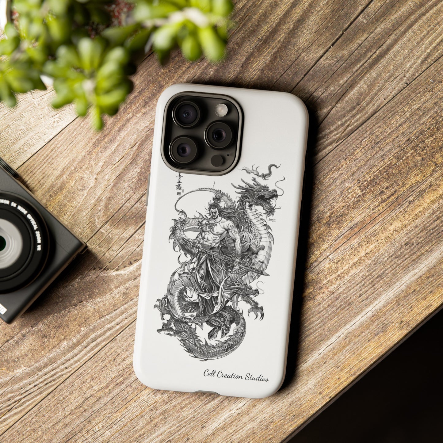 "Samurai and Dragon Sketch" -Tough iPhone Cases