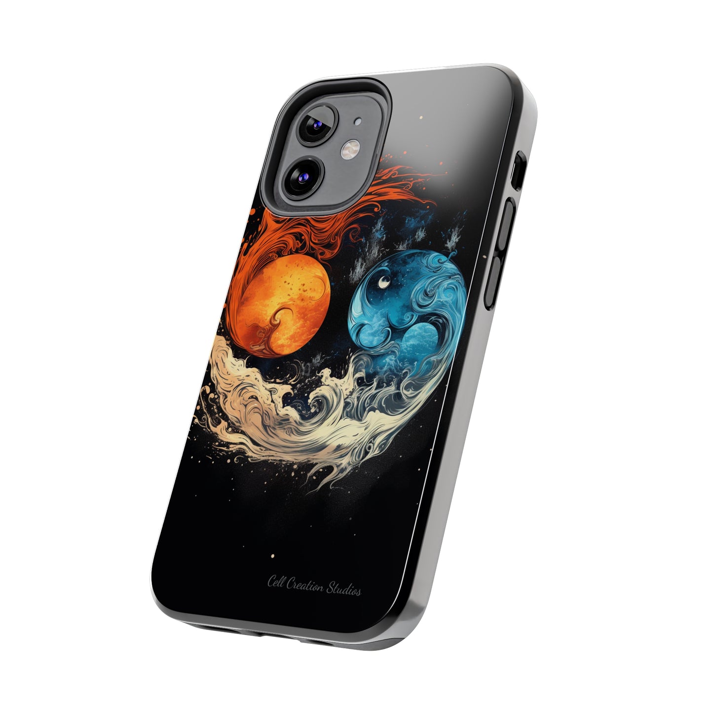 "Harmony in Contrast: Orange and Blue Yin and Yang Phone Case" -Tough Phone Cases