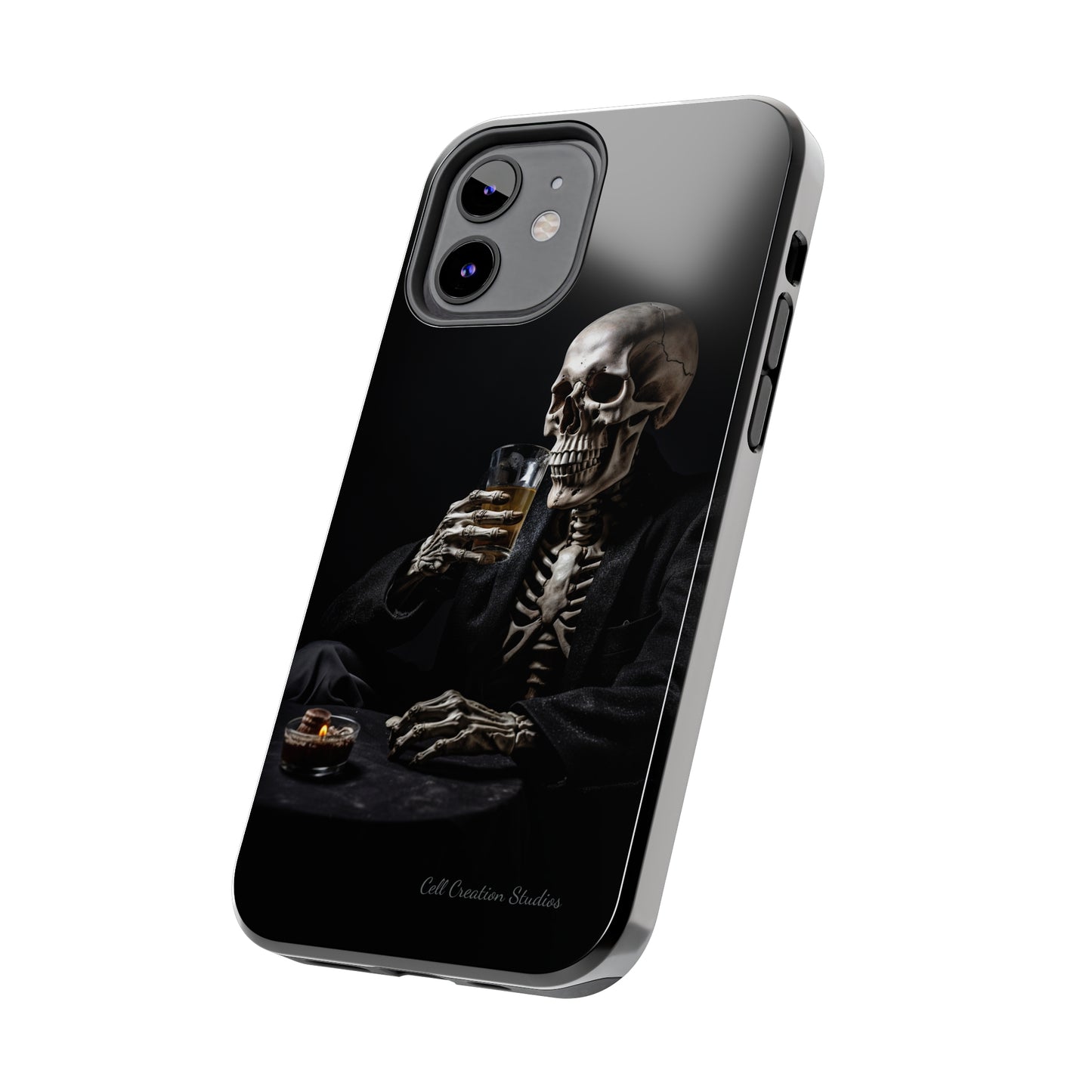 "Embrace the Dark Side with Our Skeleton Drinking Phone Case" -Tough Phone Cases