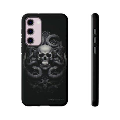 Introducing the "Monochrome Skull and Snakes" Cell Phone Case – A Bold Statement in Black and White -Tough Cases