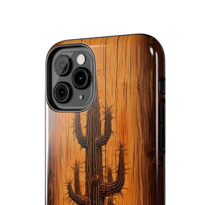 "Cactus Burnt Wood" Phone Case -Tough Phone Cases