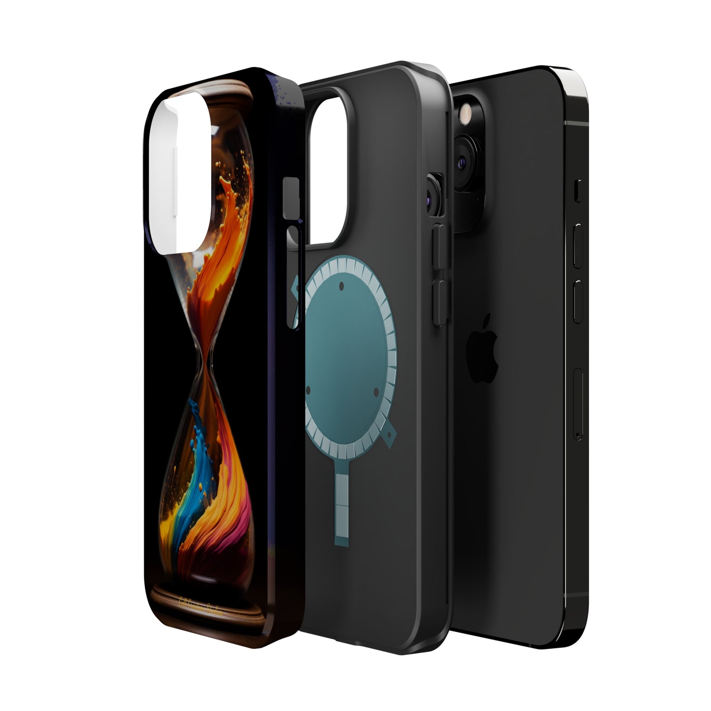 Introducing the "Colorful Sands Hourglass" Cell Phone Case – Embrace Time's Beauty with a Mesmerizing Hourglass Design -MagSafe Tough Cases