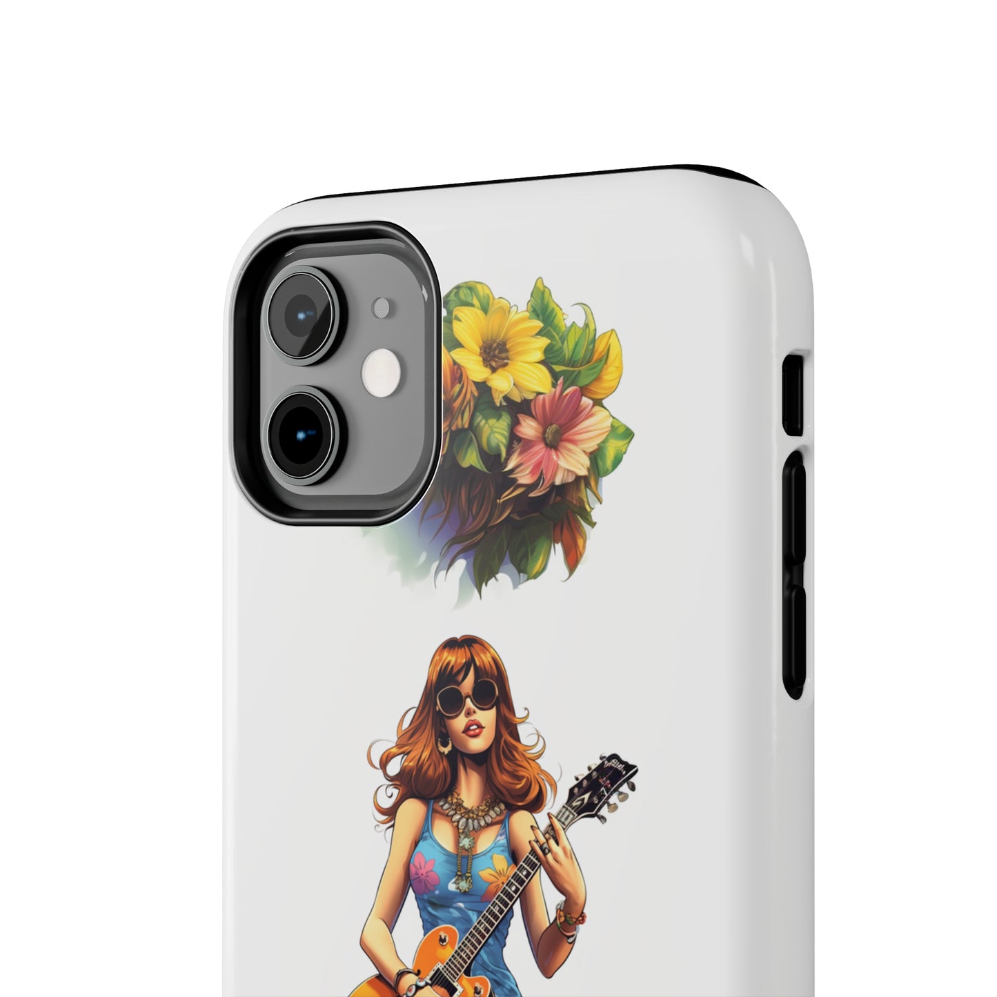 Introducing the "Hippie Chick Groove" Cell Phone Case – Retro Vibes and Musical Delight -Tough Phone Cases