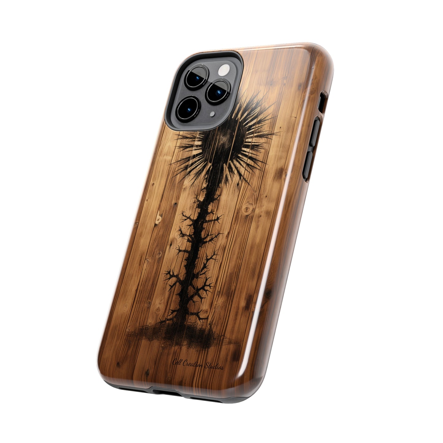 "Desert Plant on Wood Themed Phone Case: Embrace Nature's Beauty"-Tough Phone Cases